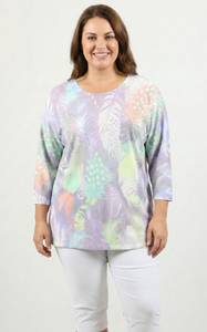 3/4slv. knit lt weight stud top (10010)