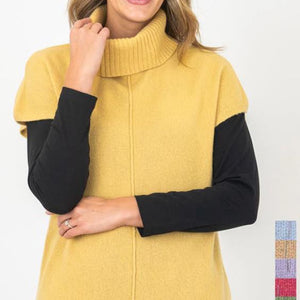 wool knit cowl  cap slv. sweater (2232)