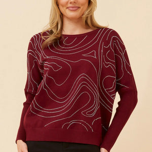 diamante rib slv. knit pullover (kp177129)