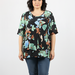 s/s cotton linen top (2312)