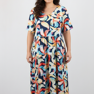 s/s v neck dress (24722)