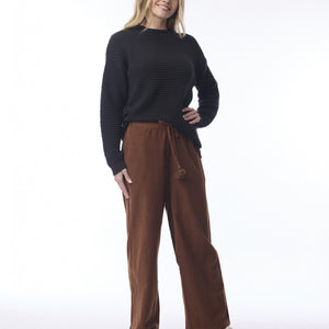 cord solid wide leg pant (2697)