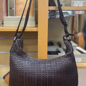 vintage cow leather tote bag/front laze (7717)