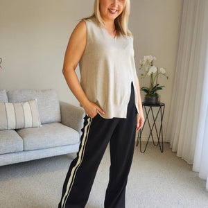 vicky side split knit vest (44373)