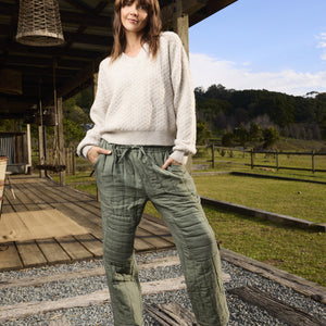 linen quilted pant (72577m)
