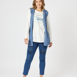 hooded side button vest (45281)