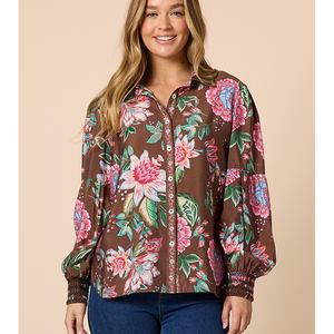 bouquet print shirt (48896)
