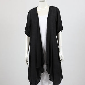 COTTON LINEN CARDI 3/4 SLEEVE (52458)