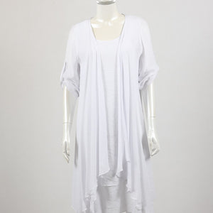 COTTON LINEN CARDI 3/4 SLEEVE (52458)