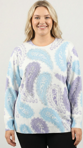 knit print stud top (6901)