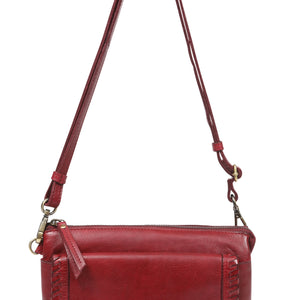 vintage leather multi zip cross body  (7880)