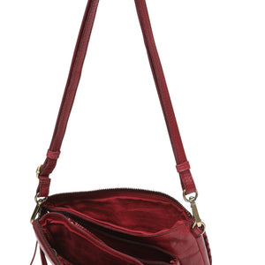 vintage leather multi zip cross body  (7880)