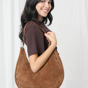 suede leather hobo front eyelids (7956)