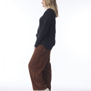 cord solid wide leg pant (2697)