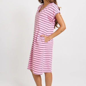 zena stripe t-shirt dress (bb1019)