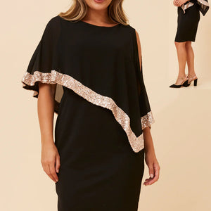 cold shoulder shift dress +georgette (d178801)