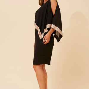 cold shoulder shift dress +georgette (d178801)