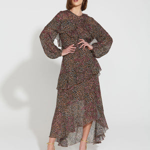 untamed ruffle midi dress (17077)