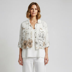 100% linen print jacket (et337)