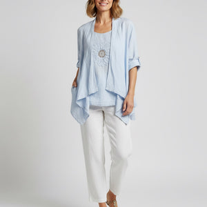 100% linen cielo bloom cardi (et340)