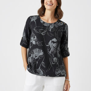 100% ateilier petali print top (et345)
