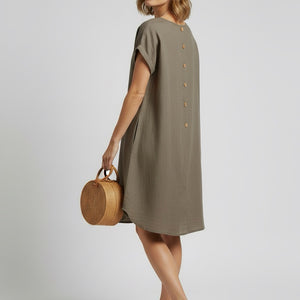 100% linen lino dress (et361)