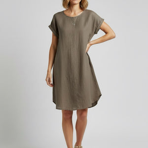 100% linen lino dress (et361)