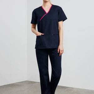 Ladies cross over scrub top (H10722)