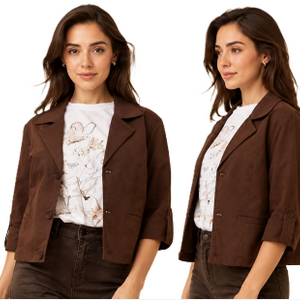 3/4 slv. crop jacket elasticated hem (hl526156)