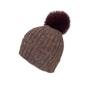 Rib beanie with pom (ht320345)