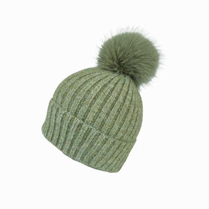 Rib beanie with pom (ht320345)