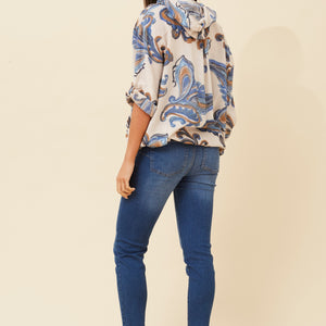 3/4 slv. paisley print hoody jkt (j522888)