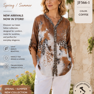 3/4 tab slv. cotton shirt (jf566-1)