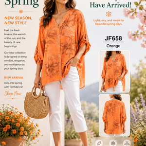 3/4tab slv. cotton shirt (jf658)
