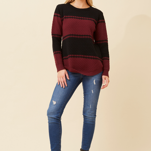 stripe honeycomb stitch pullover (kp171740)