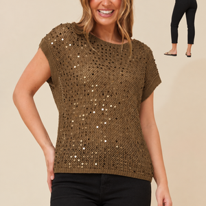 Cap sleeve sequin top (kp737393)