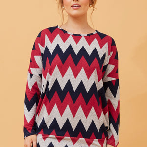 l/s chevron print top (t168074)