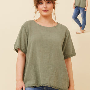 Lace Trim Top (T520758)