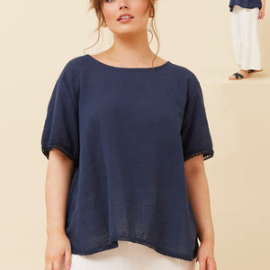 Lace Trim Top (T520758)