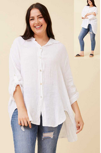 3/4 roll-up oversize shirt (t522876)