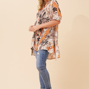 l/s print longline shirt hilow (t523573)