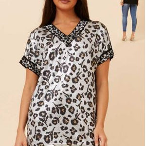 s/s animal print top (t734756)