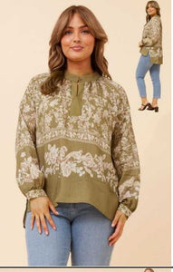 floral border print blouse (t735821)