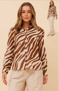l/s zebra print blouse (t735921)