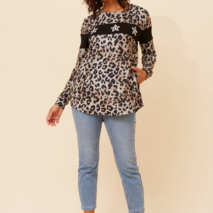 print top star applique curved hem  (t734942)
