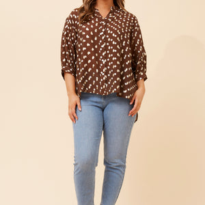 3/4 slv. polka dot foil shirt (t526008)