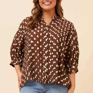 3/4 slv. polka dot foil shirt (t526008)