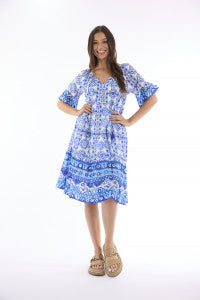 maalti frill hem blue dress (40374)