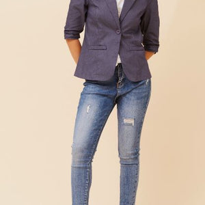 3/4 ruched slv. blazer (j522304)