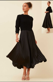 knit body top+pleated satin skirt (d174674)